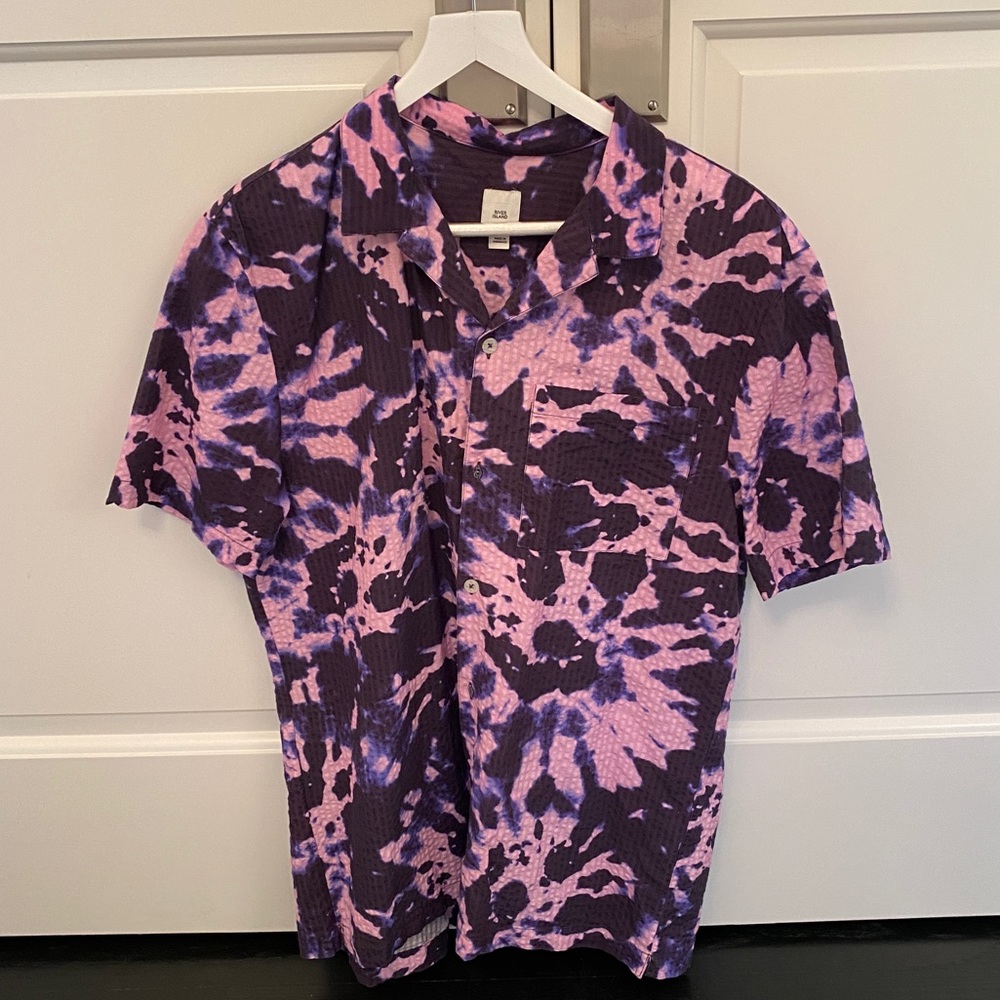 RIVER ISLAND MENS PURPLE TIE DYE SHIRT